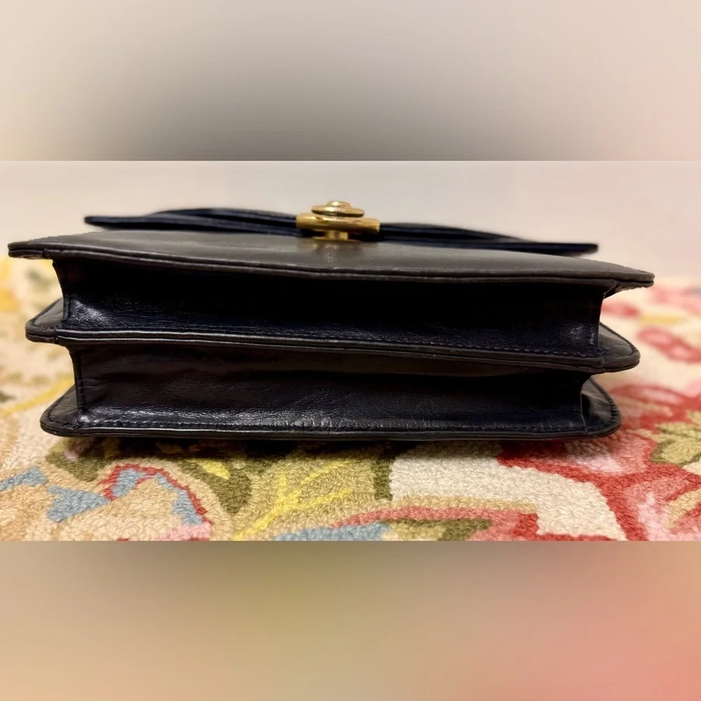 RARE 90’s Vintage GIORGIO BEVERLY HILLS Black Leather Top Handle Bag - Picture 3 of 16